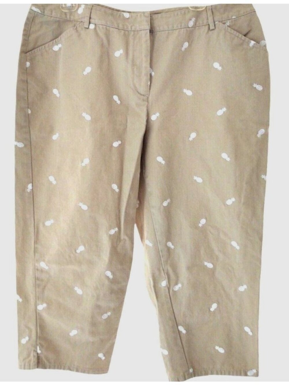 Liz Claiborne Pineapple Embroidered Capri Pants